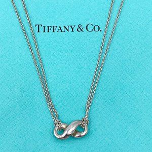 Authentic Tiffany & Co 925 Silver Infinity Pendant with Double Chain Necklace